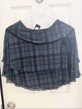 Blue Plaid Layered Chiffon Skirt